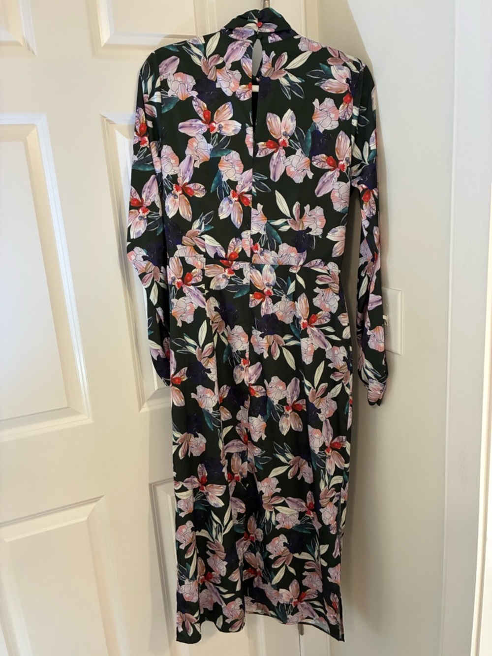 NEW! NWT Alexia Admor Nordstrom Black Floral Drape-Front Long Sleeve Dress - Picture 7 of 8